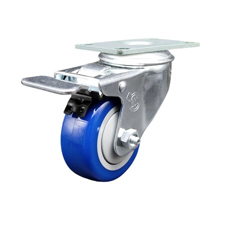 Service Caster Baker's Mark 176BINCSTSW Replacement Caster with Brakes BAK-SCC-TTL20S314-PPUB-BLUE